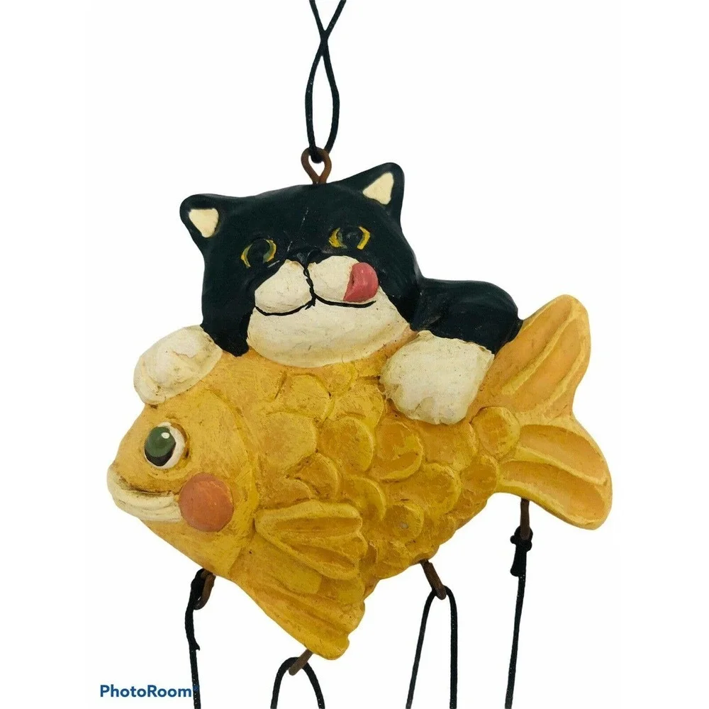 2 1997 Ceramic Cat Windcatchers Porch Figi Graphic